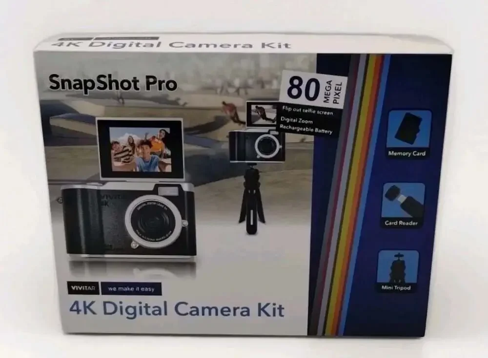 Vivitar SnapShot Pro 4K Digital Camera Kit with Selfie Screen and Accessories